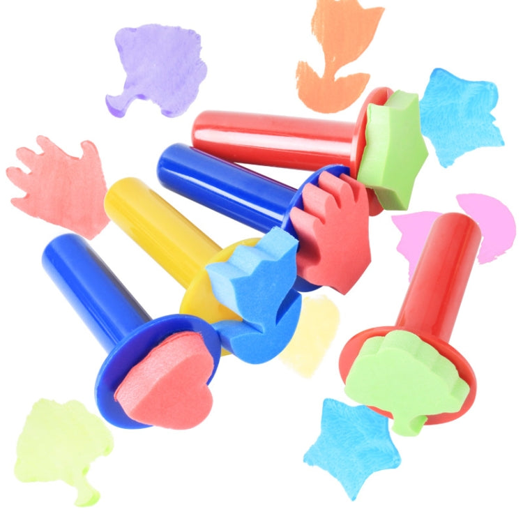 5 in 1 Children Painting Art DIY Brush Sponge Stamp(Long Handle) - Art Supplies by PMC TechLife | Online Shopping South Africa | PMC TechLife