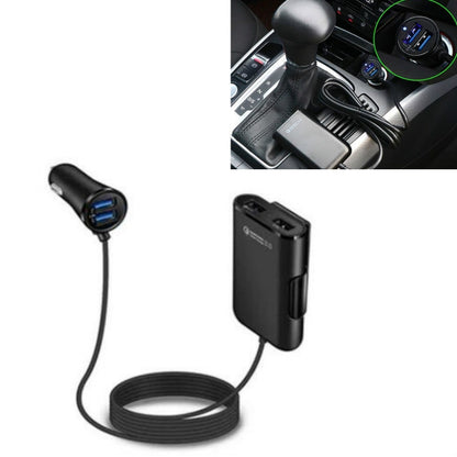 One For Four 8A Car Charger QC3.0 Fast Charge 4USB Car Front And Rear Seat Car Charger - Car Charger by PMC Jewellery | Online Shopping South Africa | PMC Jewellery