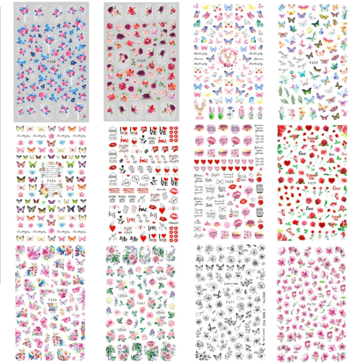 10pcs 3D Adhesive Butterfly Retro Rose Color Nail Art Sticker(F-669) - free shipping - PMC TechLife - Order now!