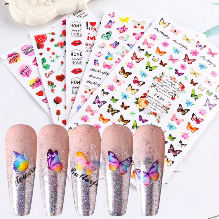 10pcs 3D Adhesive Butterfly Retro Rose Color Nail Art Sticker(F-676) - Nail Stickers by PMC Jewellery | Online Shopping South Africa | PMC Jewellery