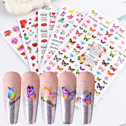 10pcs 3D Adhesive Butterfly Retro Rose Color Nail Art Sticker(F-676) - Nail Stickers by PMC Jewellery | Online Shopping South Africa | PMC Jewellery