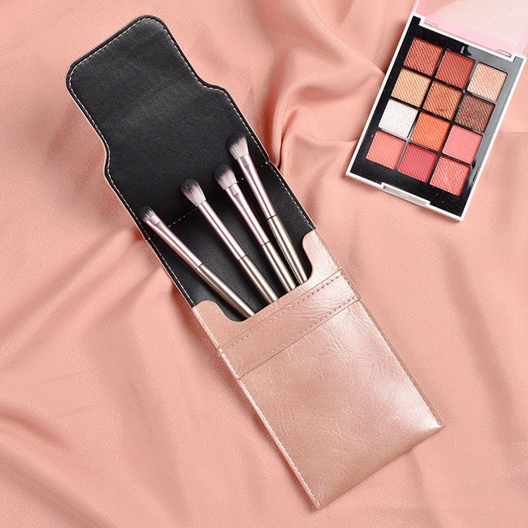 4 PCS / Set Makeup Brush Eye Shadow Brush Eye Makeup Set Soft Hair Detail Brush Smudge Brush With Brush Bag, Color:Silver - Makeup Brushes by PMC Jewellery | Online Shopping South Africa | PMC Jewellery