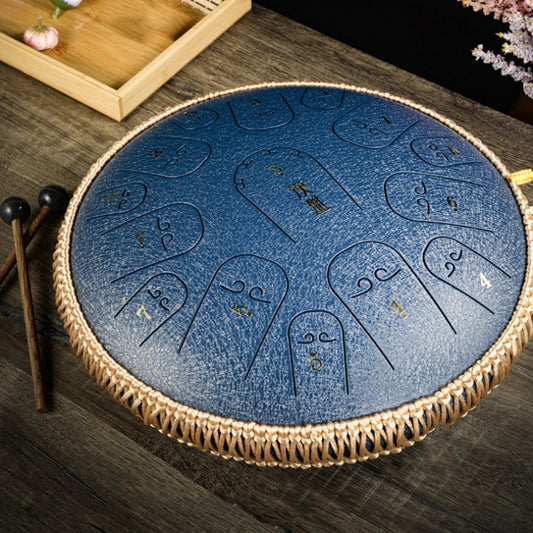 15-Tone Ethereal Drum 14-Inch Steel Tongue Drum Hollow Drum Sanskrit Drummer Disc(Navy Blue) - Percussion Instruments by PMC Jewellery | Online Shopping South Africa | PMC Jewellery