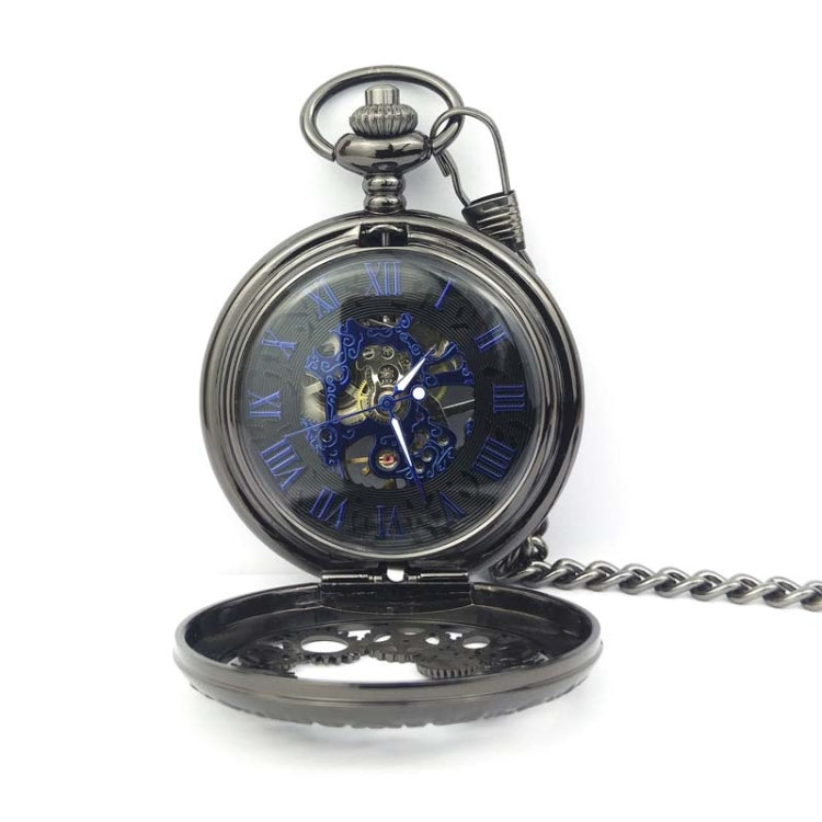 Classical Mechanical Pocket Watch Large Retro Gear Embossed Hollow Pocket Watch(Black) - Necklace Watch Watches by PMC Jewellery | Online Shopping South Africa | PMC Jewellery | Buy Now Pay Later Mobicred