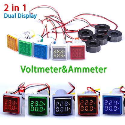 AD16-22FVA Square Signal Indicator Type Mini Digital Display AC Voltage And Current Meter(White) - Current & Voltage Tester by PMC Jewellery | Online Shopping South Africa | PMC Jewellery