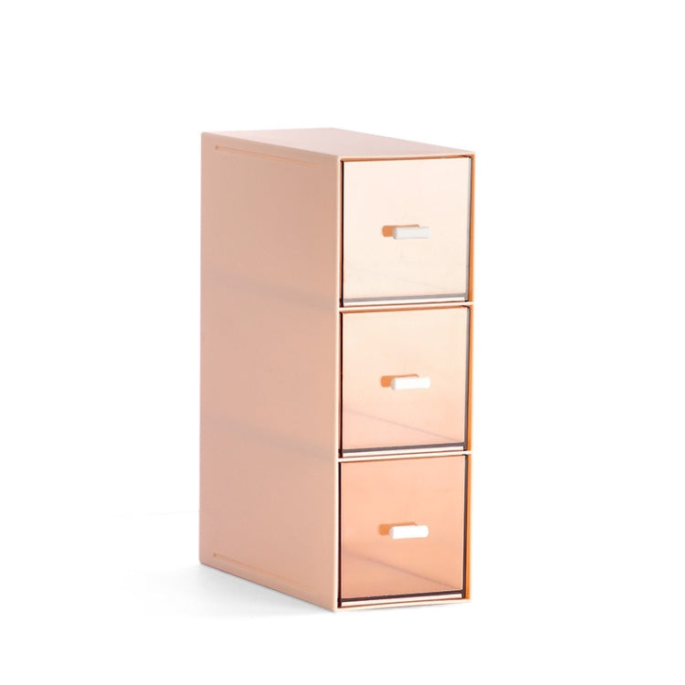 Desktop Drawer Storage Box Cosmetics Office Student Stationery Pen Dormitory Three Grid Desk Rack(Coral Powder) - Storage Boxes by PMC TechLife | Online Shopping South Africa | PMC TechLife