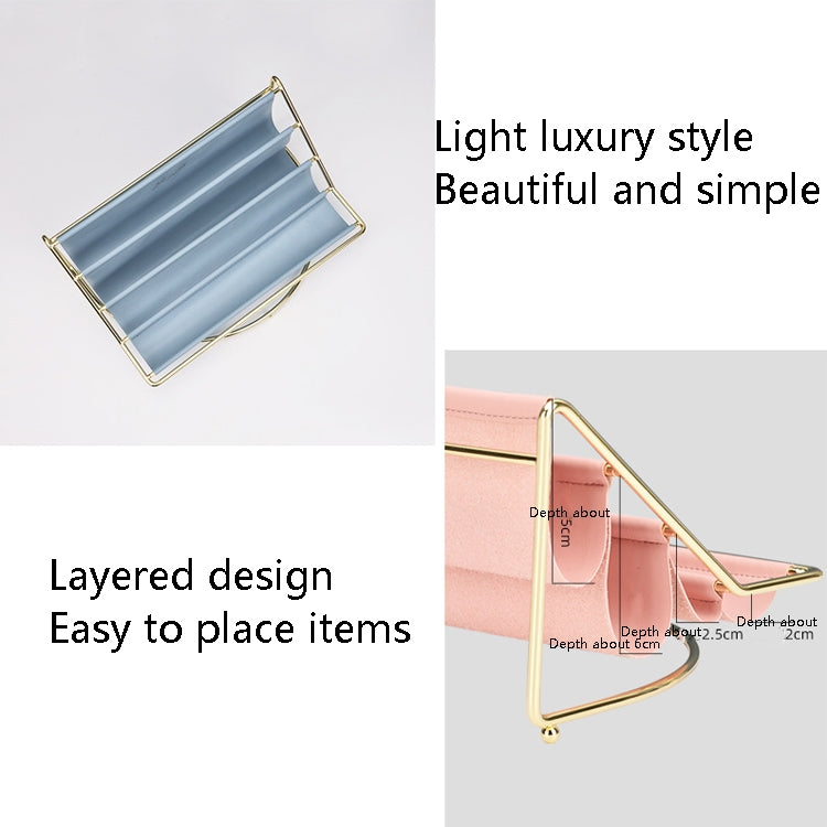Desktop Racks Multi-Layer Wrought Iron Leather Storage Tray Keys Sundries Tablet Computers Watches Organize Creative Ornaments, Colour: Blue Large - free shipping - PMC TechLife - Order now!