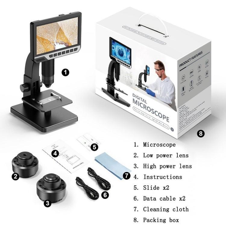 2000X 7 Inch Microbial Cell Observation Microscope Electronic Digital Magnifying Glass - Digital Microscope by PMC Jewellery | Online Shopping South Africa | PMC Jewellery | Buy Now Pay Later Mobicred