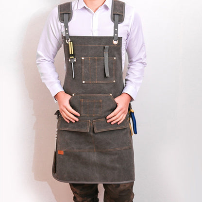 Canvas Apron Barber Roasting Cafe Gardening Woodworking Men And Women Canvas Work Clothes, Specification: Adult Models(Gray) - Aprons & Caps by PMC Jewellery | Online Shopping South Africa | PMC Jewellery