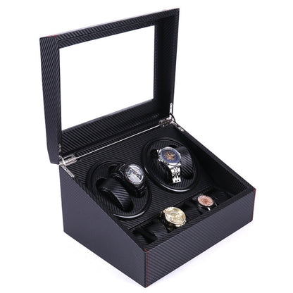 PU Leather 4+6 Double-Head Automatic Winding Motor Box Mechanical Watch Rotator, US Plug(Full Carbon Fiber) - Watch Storages by PMC Jewellery | Online Shopping South Africa | PMC Jewellery | Buy Now Pay Later Mobicred