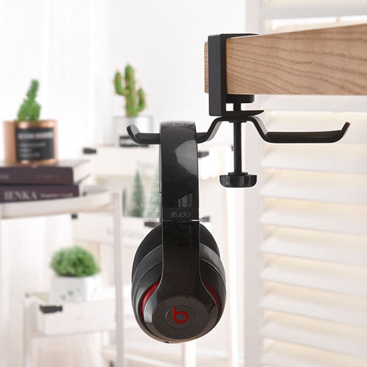 Universal Metal Headphone Double Bracket Headphone Hanger Desktop Lock Clip Headphone Display Shelf(Silver) - Anti-lost & Holder by PMC TechLife | Online Shopping South Africa | PMC TechLife | Buy Now Pay Later Mobicred