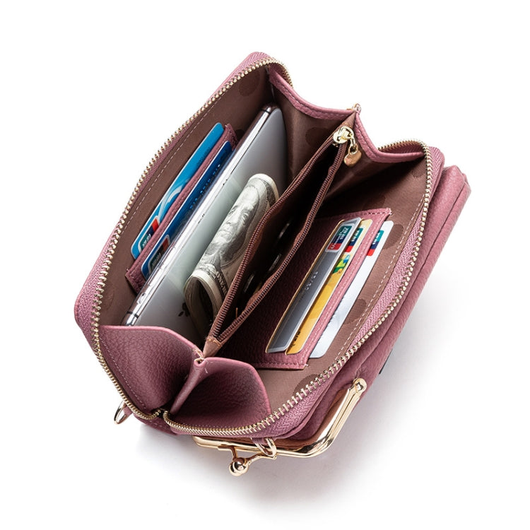 H2107 Ladies Mobile Phone Bag Shoulder Messenger Bag Pebbled Zipper Wallet(Light Blue) - Single-shoulder Bags by PMC TechLife | Online Shopping South Africa | PMC TechLife