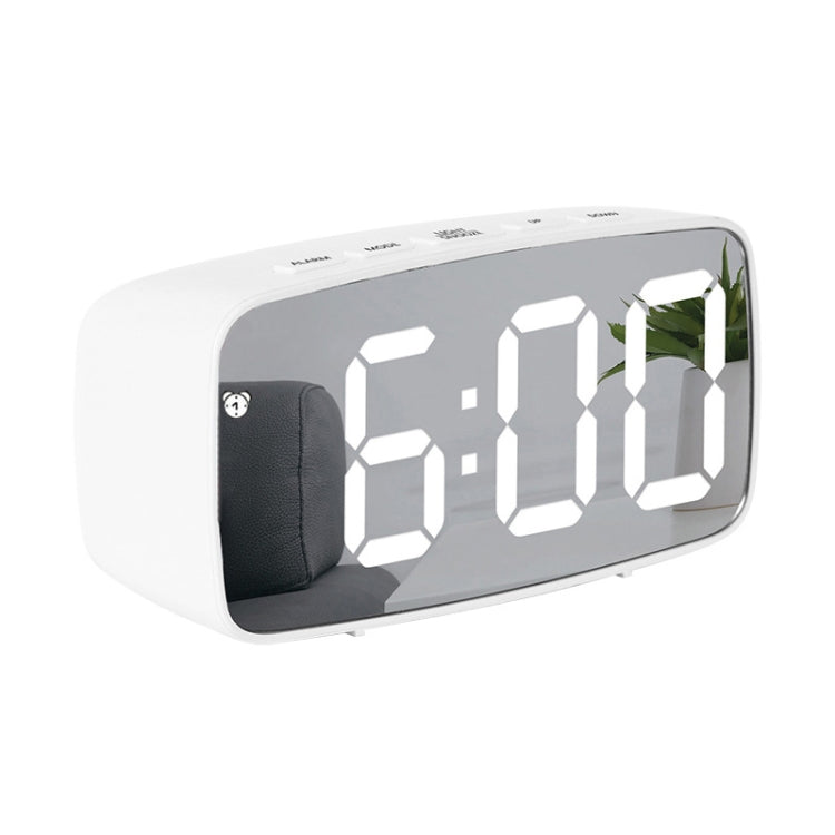Mirror Bedside Alarm Clock Battery Plug-In Dual-Purpose LED Clock, Colour: Arc-shaped White Shell (Mirror White Light) - Alarm Clocks by PMC TechLife | Online Shopping South Africa | PMC TechLife