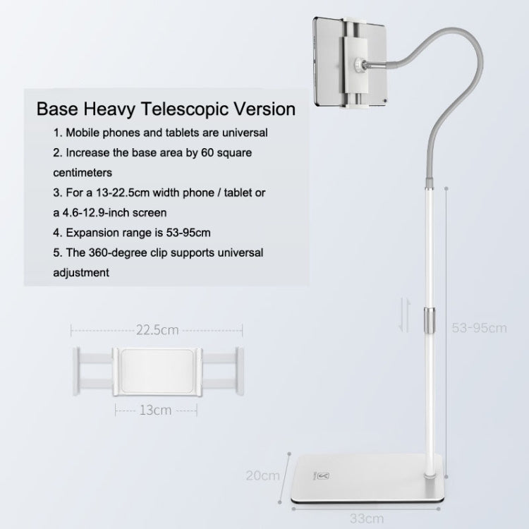 SSKY L6 Bedside Sofa Live Landing Phone Tablet Computer Bracket, Style: Base Heavy Telescopic Version (White) - Lazy Bracket by SSKY | Online Shopping South Africa | PMC TechLife