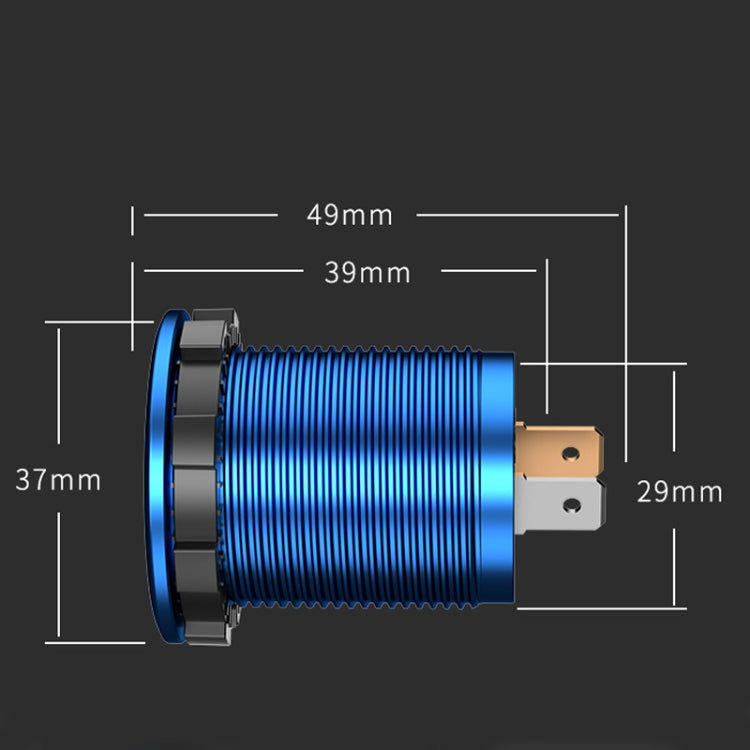 Car Motorcycle Modified USB Charger QC3.0 Metal Waterproof Fast Charge(Blue Shell Blue Light)) - DIY Modified Charger by PMC Jewellery | Online Shopping South Africa | PMC Jewellery