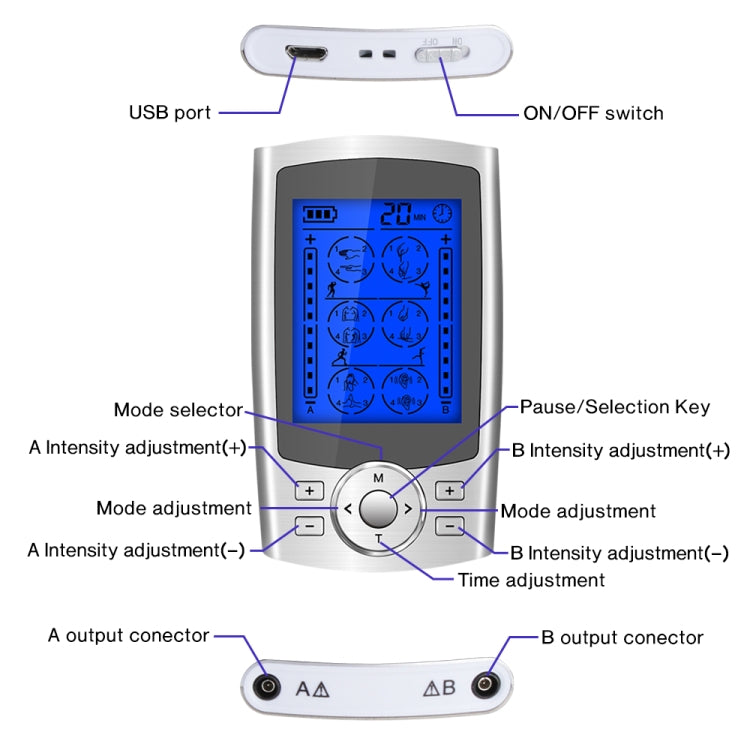 24-Mode Digital Electronic Pulse Massager Intelligent Whole Body Physical Therapy Meridian Massager, Specification: UK Plug(Black) - Massage & Relaxation by PMC Jewellery | Online Shopping South Africa | PMC Jewellery