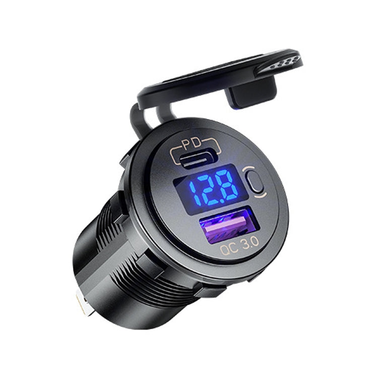 12V Modified Car USB Charger With Voltage Display PD QC3.0 Socket(With Terminal Red Light) - DIY Modified Charger by PMC Jewellery | Online Shopping South Africa | PMC Jewellery