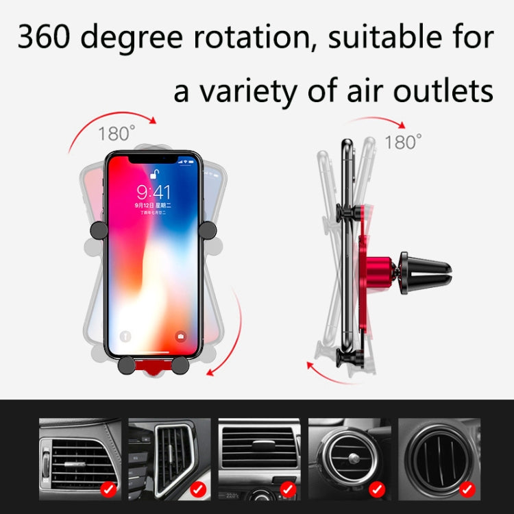 OATSBASF Car Air Outlet Gravity Mobile Phone Holder Snap-On Metal Bracket(Silver) - Car Holders by OATSBASF | Online Shopping South Africa | PMC Jewellery