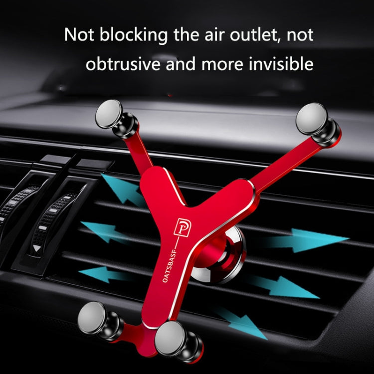 OATSBASF Car Air Outlet Gravity Mobile Phone Holder Snap-On Metal Bracket(Red) - Car Holders by OATSBASF | Online Shopping South Africa | PMC Jewellery