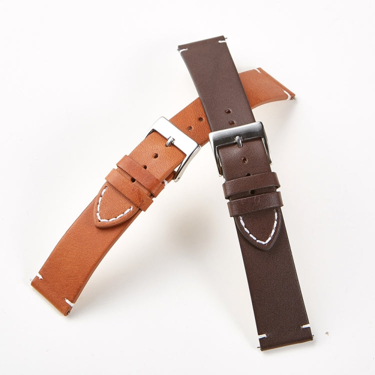 First Layer Retro Cowhide Frosted Leather Quick Release Universal Watch Band, Size： 18mm(Khaki) - 18mm Bands by PMC Jewellery | Online Shopping South Africa | PMC Jewellery | Buy Now Pay Later Mobicred