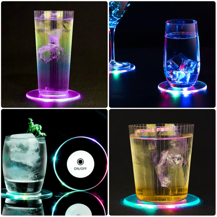 LED Flashing Coaster Bar KTV Cocktail Base Light Luminous Coaster(Upgrade Anti-slip Round Color Light) - Insulation by PMC Jewellery | Online Shopping South Africa | PMC Jewellery