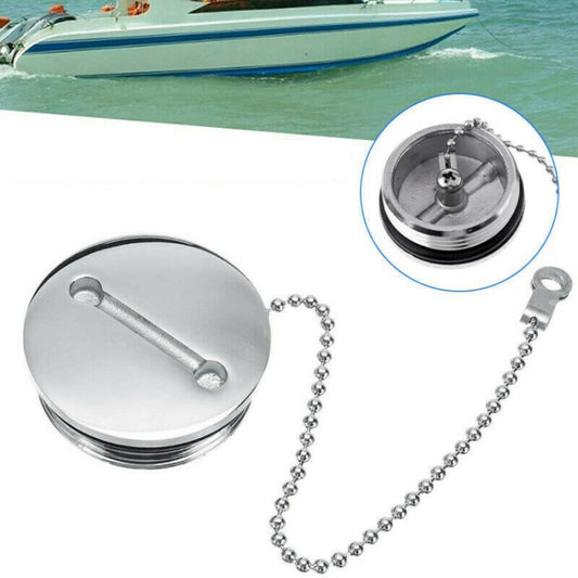 Stainless Steel Boat Deck Fill Filler Replacement Cap + Chain Boat Replacement Accessories - Boats Accessories by PMC Jewellery | Online Shopping South Africa | PMC Jewellery