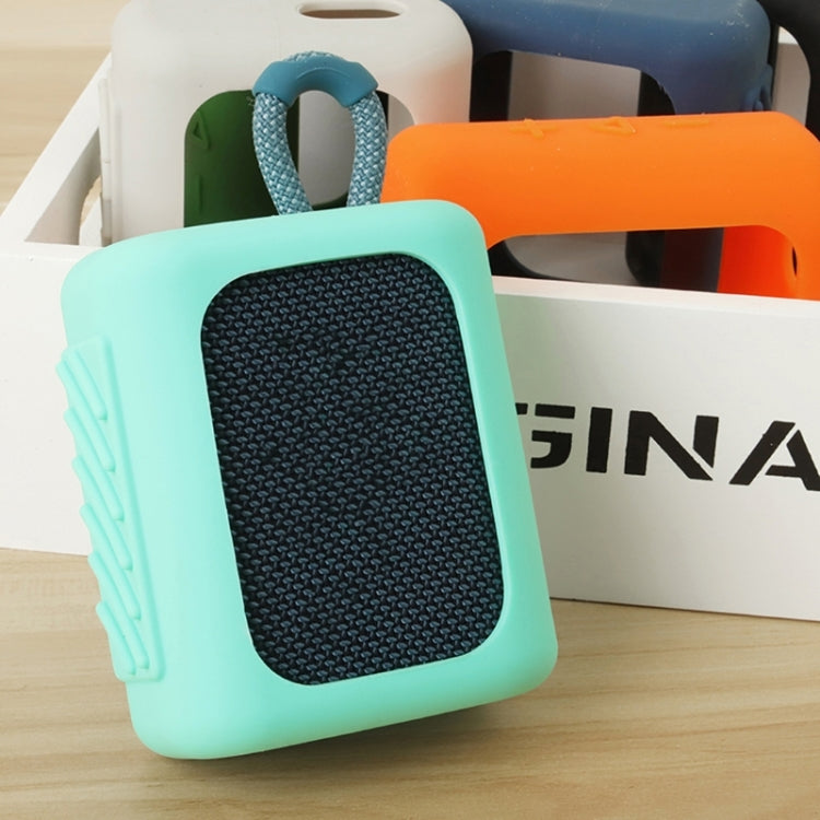For JBL GO3 Bluetooth Speaker Silicone Cover Portable Protective Case with Carabiner(Silver Gray) - Protective Case by PMC TechLife | Online Shopping South Africa | PMC TechLife