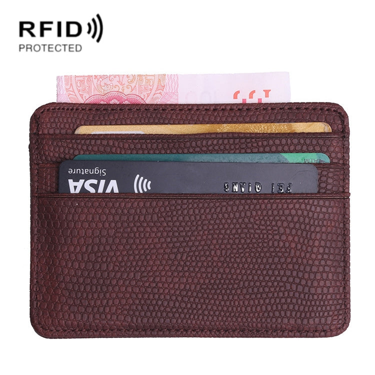 KT1002 RFID Function Lizard Pattern Bank Card Holder PU Business Card Case(Brown) - Antimagnetic RFID Package by PMC TechLife | Online Shopping South Africa | PMC TechLife | Buy Now Pay Later Mobicred