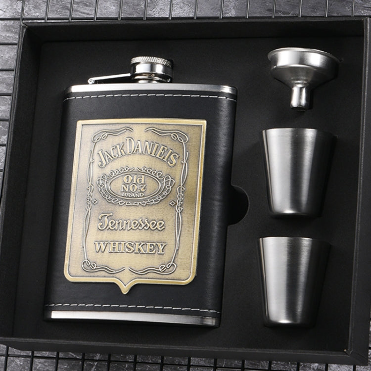 Portable Stainless Steel Hip Flask Set With Wine Glass Funnel, Style: 8OZ Old Jack Patch Core - Condiment Bottles & Hip Flasks by PMC Jewellery | Online Shopping South Africa | PMC Jewellery