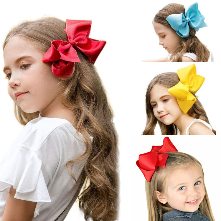 5 PCS 6 Inch Colorful Kids Girls Big Solid Ribbon Hair Bow Clips(12) - Head Bands by PMC Jewellery | Online Shopping South Africa | PMC Jewellery