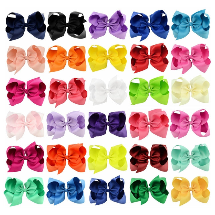 5 PCS 6 Inch Colorful Kids Girls Big Solid Ribbon Hair Bow Clips(24) - Head Bands by PMC Jewellery | Online Shopping South Africa | PMC Jewellery