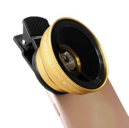 2 PCS 0.45X Ultra-Wide-Angle Macro Combination Mobile Phone External Lens With Clip(Gold) - Macro & Wide-angle by PMC Jewellery | Online Shopping South Africa | PMC Jewellery