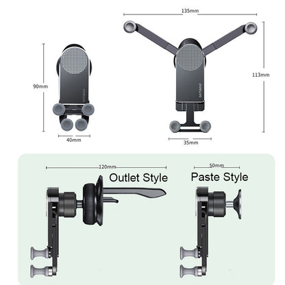 Oatsbasf Car Gravity Metal Bracket Scalable and Stable Mobile Phone Bracket Folding Screen Mobile Phone Exclusive Car Bracket(Paste Black) - Car Holders by Oatsbasf | Online Shopping South Africa | PMC Jewellery