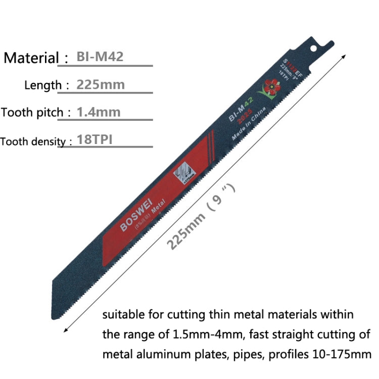 S1122EF BOSWEI Hardcore Reciprocating Saw Strip Fine Teeth Saber Saw Blade Metal Plastic Wood Bimetal Curve Saw Blade - Electric Saws & Accessories by BOSWEI | Online Shopping South Africa | PMC Jewellery