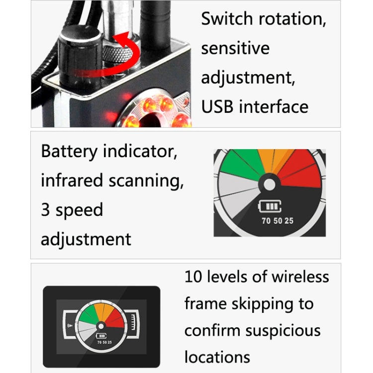 K88 Signal Detector Anti-Stealing Anti-Stealing GPS Scan Detector Defense Tracking Camera Detector - RF Signal Detector by PMC TechLife | Online Shopping South Africa | PMC TechLife