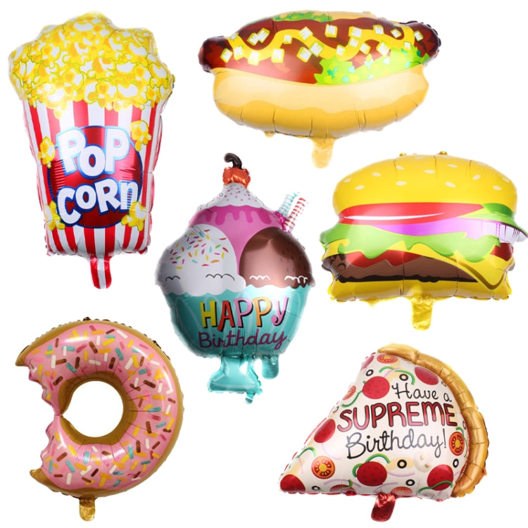 5 PCS Pizza Hot Dog Popcorn Donut Burger Aluminum Film Balloon Birthday Party Decoration Balloon(A) - Balloons by PMC Jewellery | Online Shopping South Africa | PMC Jewellery