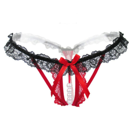 3 PCS Lady Pierced Sexy Panties Temptation Lace Translucent T Underwear(Red) - Ladies Underwear by PMC Jewellery | Online Shopping South Africa | PMC Jewellery