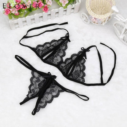 Lady Lotion Open Sexy Lace Three-Point Erotic Lingerie Open Panties Temptation Set(White) - Ladies Underwear by PMC Jewellery | Online Shopping South Africa | PMC Jewellery