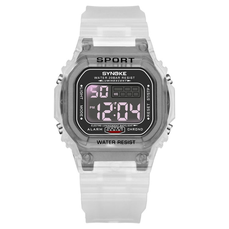 SYNOKE 9620 Couple Sports Plastic Strap Electronic Watch(Transparent Black) - Couple Watches by SYNOKE | Online Shopping South Africa | PMC Jewellery | Buy Now Pay Later Mobicred