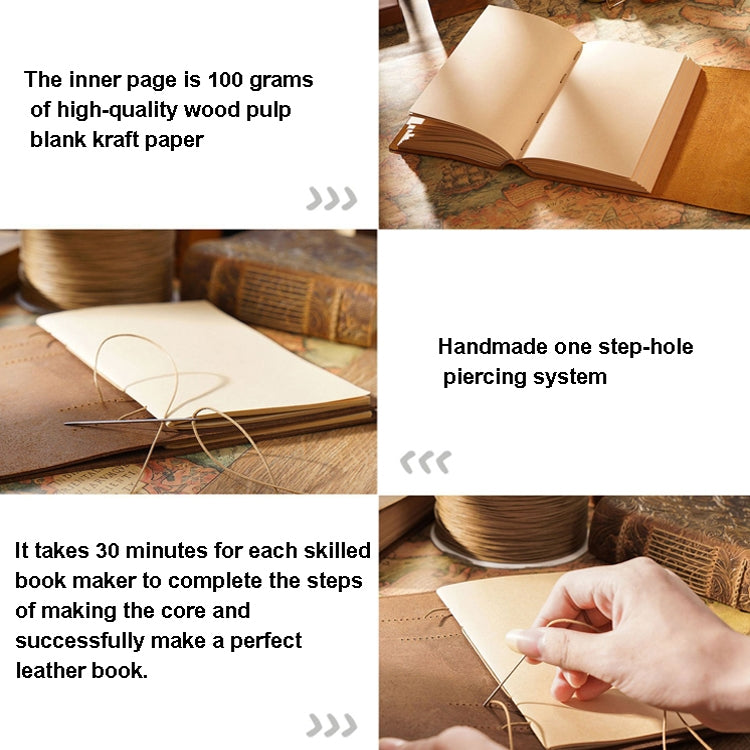 Handmade Sketchbook Cowhide Notebook Retro Notepad Notebook Diary Gift(Carved - Yellow Brown) - Notebooks by PMC TechLife | Online Shopping South Africa | PMC TechLife