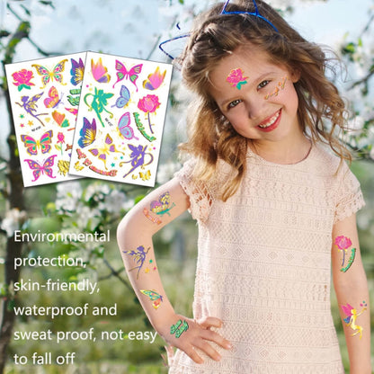 10 PCS Children Water Transfer Fresh Butterfly Bronzing Tattoo Stickers Cartoon Cute Metal Tattoo Stickers(WE-040) - Sticker by PMC Jewellery | Online Shopping South Africa | PMC Jewellery