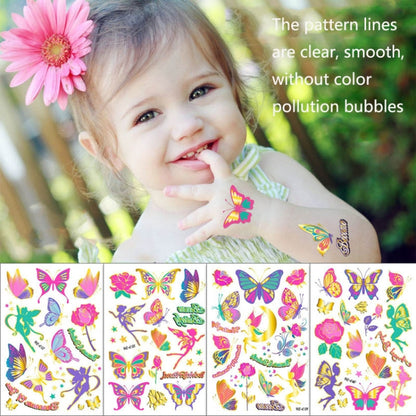 10 PCS Children Water Transfer Fresh Butterfly Bronzing Tattoo Stickers Cartoon Cute Metal Tattoo Stickers(WE-040) - Sticker by PMC Jewellery | Online Shopping South Africa | PMC Jewellery