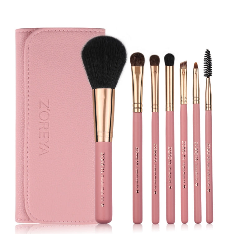 ZOREYA 7-In-1 Makeup Brush Set Brush Blush Brush Foundation Brush With Makeup Brush Bag(Old Pink) - Makeup Brushes by PMC Jewellery | Online Shopping South Africa | PMC Jewellery