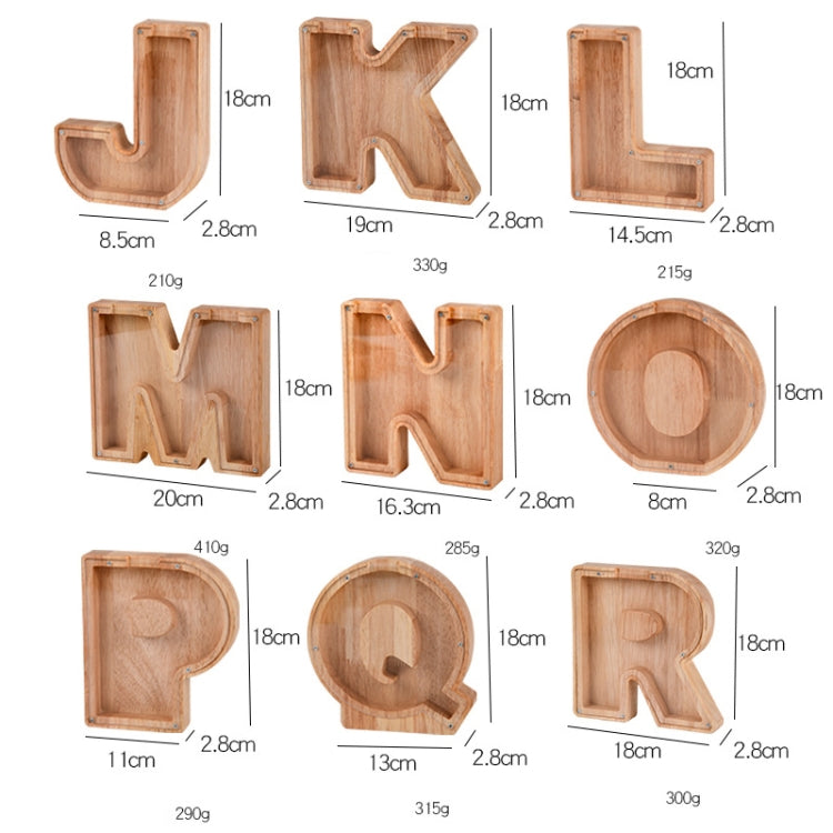 Wooden English Alphabet Piggy Bank Transparent Acrylic Piggy Bank(M) - Piggy Banks by PMC Jewellery | Online Shopping South Africa | PMC Jewellery