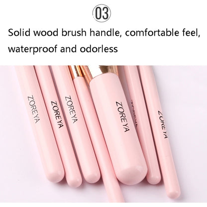 ZOREYA ZS744 7 In 1 Makeup Brush Set Beauty Tools Brush, Exterior color: Pink + Iron Box - Makeup Brushes by PMC Jewellery | Online Shopping South Africa | PMC Jewellery