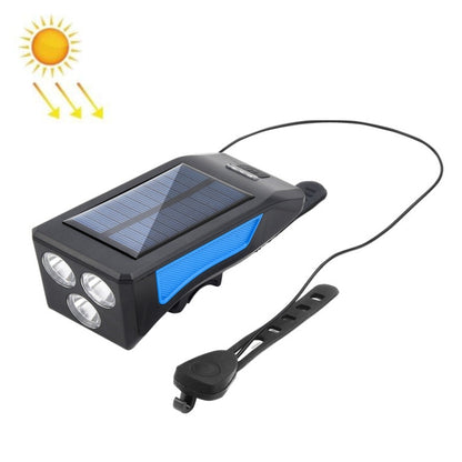 TG-ZX019 Solar Bicycle Headlight Flashlight Night Riding Strong Light USB Charging Rainproof Light(Blue) - Headlights by PMC Jewellery | Online Shopping South Africa | PMC Jewellery