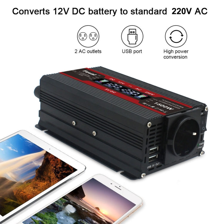 2000W LCD Smart Home Car Inverter 12V To 220V Power Converter - Modified Square Wave by PMC TechLife | Online Shopping South Africa | PMC TechLife