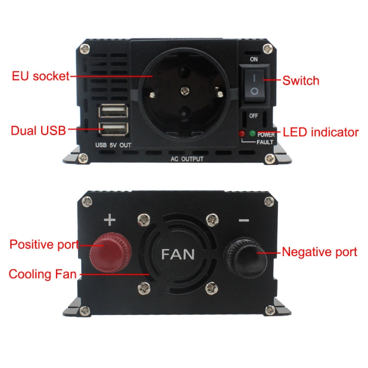 2000W LCD Smart Home Car Inverter 12V To 220V Power Converter - Modified Square Wave by PMC TechLife | Online Shopping South Africa | PMC TechLife