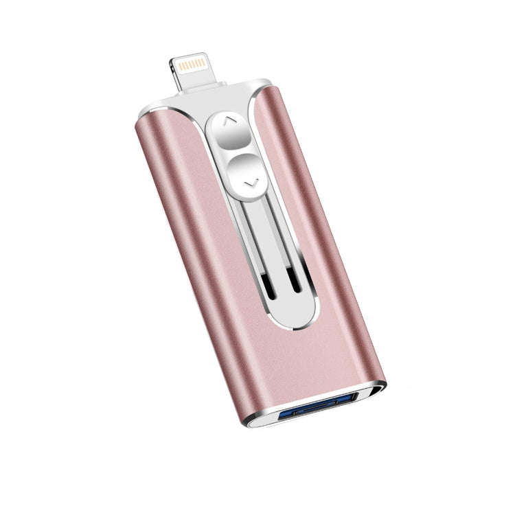 128GB Micro USB + 8 Pin + USB 2.0 3 in 1 Mobile Phone Computer U-Disk(Rose Gold) - U Disk & Card Reader by PMC TechLife | Online Shopping South Africa | PMC TechLife