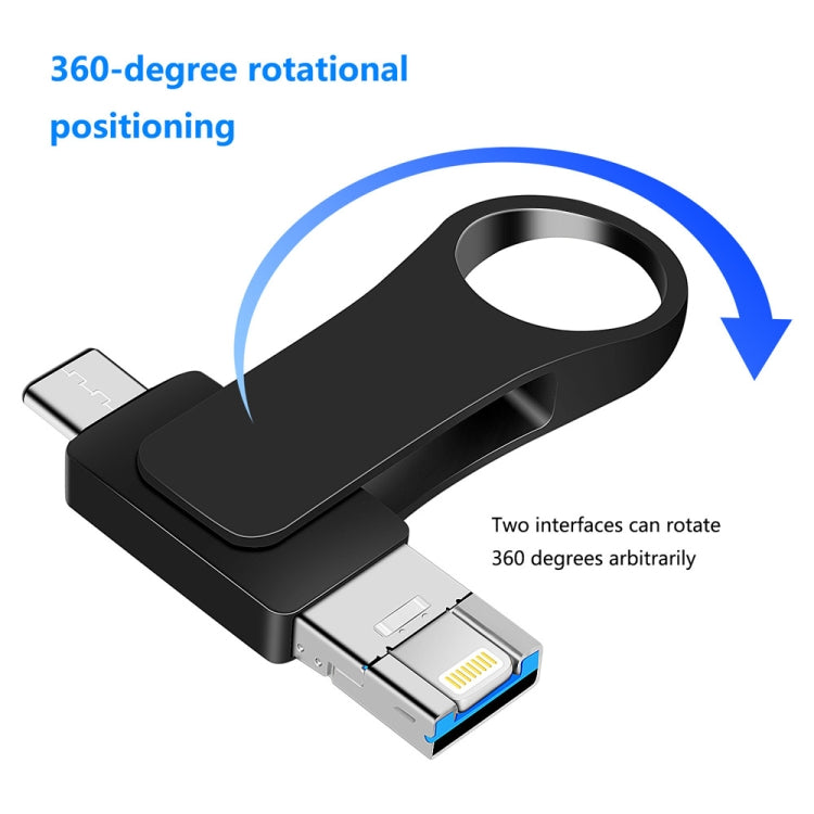 16GB USB 3.0 + 8 Pin + USB-C / Type-C 3 in 1 Mobile Computer Metal U-Disk(Black) - U Disk & Card Reader by PMC TechLife | Online Shopping South Africa | PMC TechLife